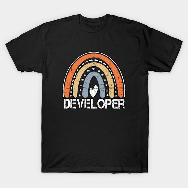 Funny Job Title Worker Vintage Rainbow Developer T-Shirt by issambak